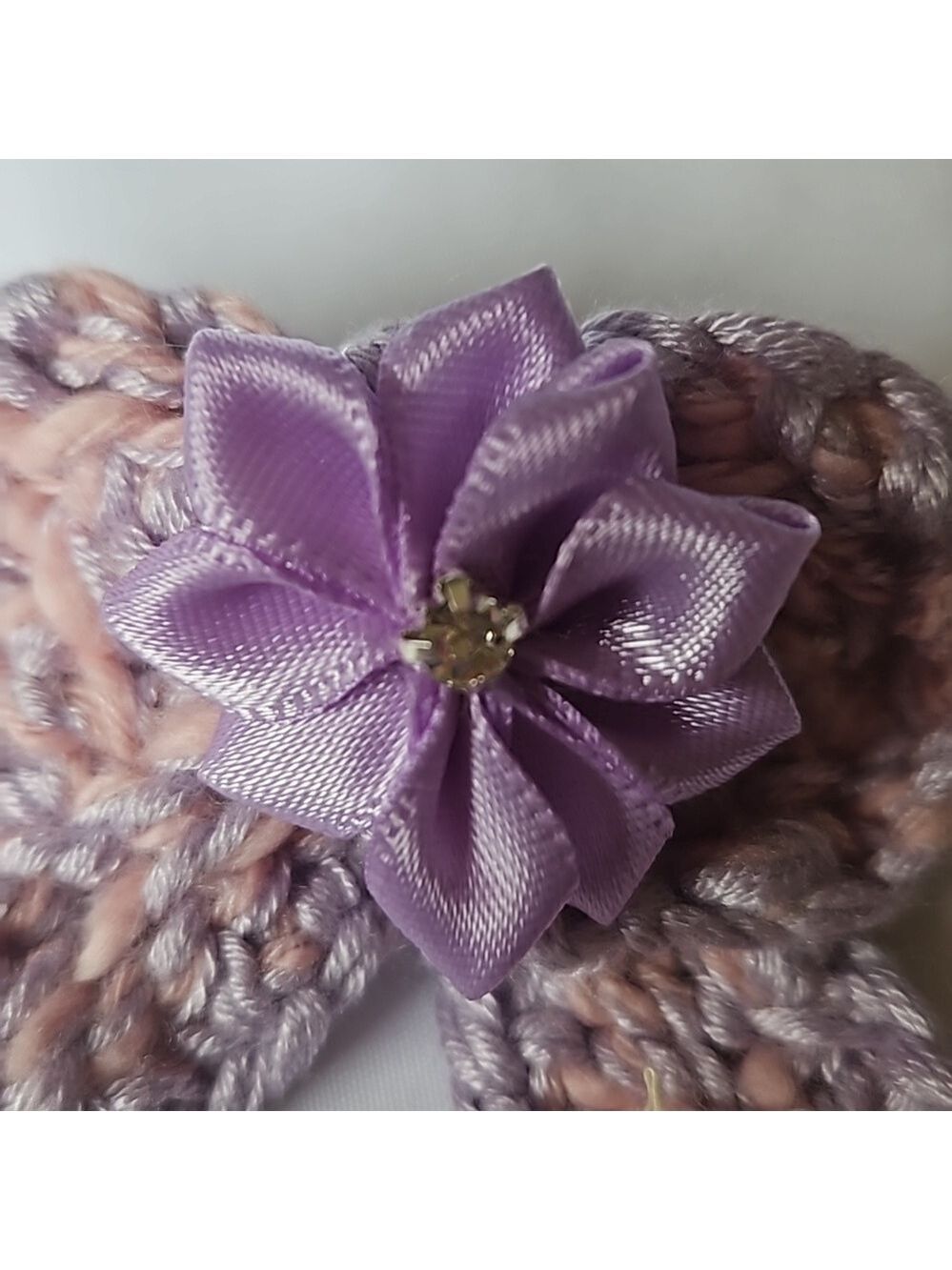 Hand Crafted Purple Crochet Bow Hair Clip Accessory 2.5" black alligator clip - Picture 8 of 17